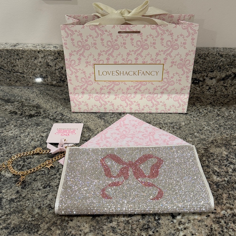 Victoria Secret PINK x LoveShackFancy Rhinestone Bow Wristlet